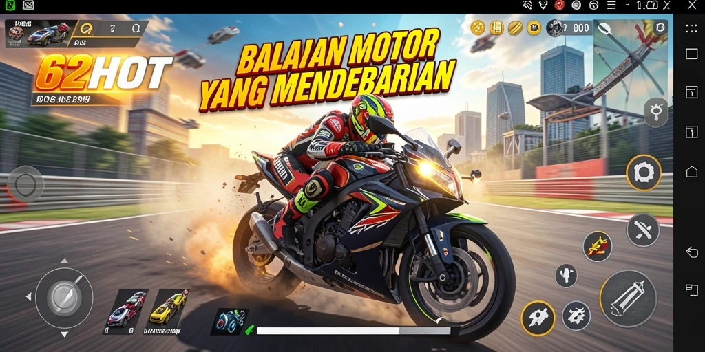 Gameplay seru dalam balapan motor yang mendebarkan di 62HOT.