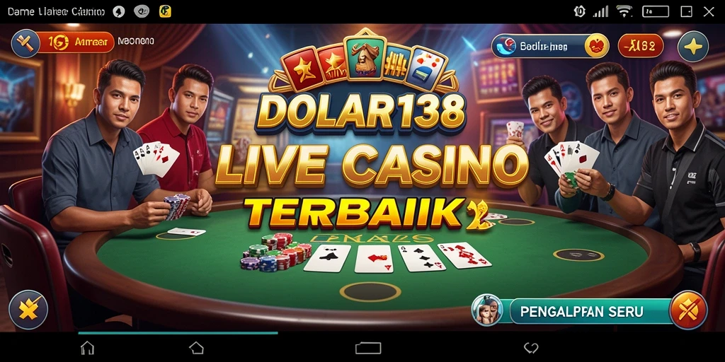 Screenshot gameplay DOLAR138 menampilkan dealer live dan suasana casino yang realistis.