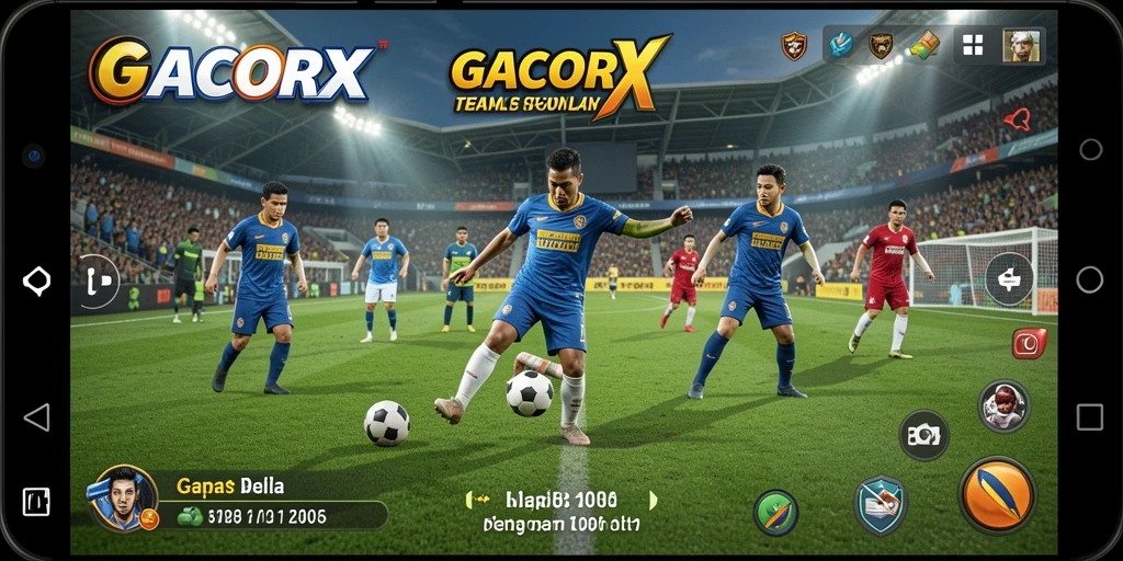 Tampilan gameplay GACORX yang mendebarkan dalam setiap pertandingan sepak bola.