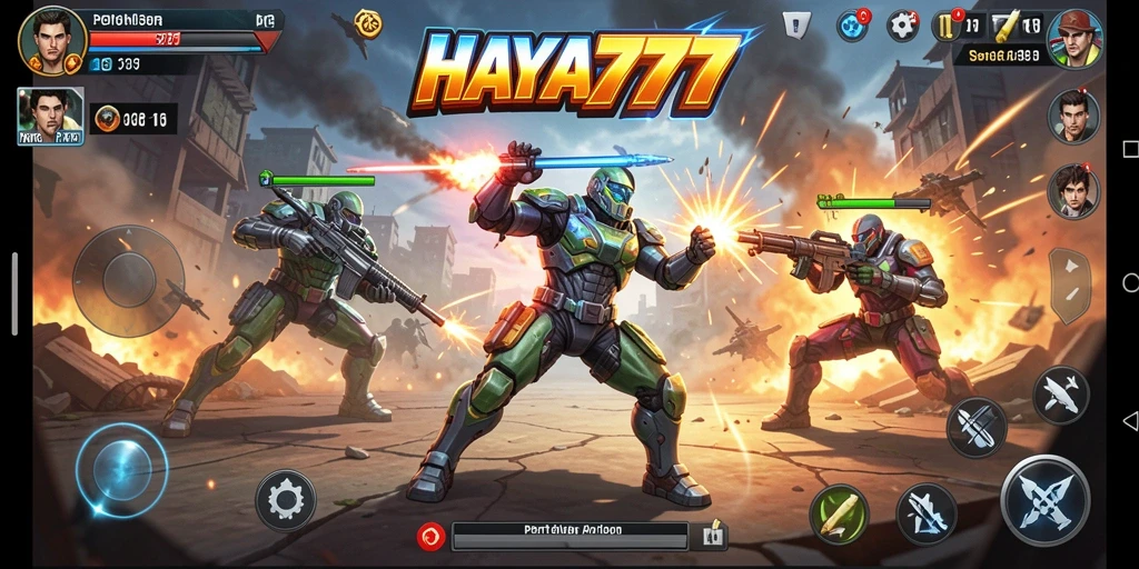 Screenshot gameplay HAYA777 dengan aksi pertempuran yang mendebarkan.