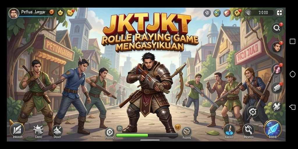 Screenshot menunjukkan aksi seru dalam gameplay RPG JKTJKT.