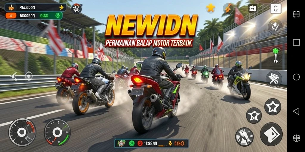 Tampilan balap motor yang seru dan mendebarkan di NEWIDN.