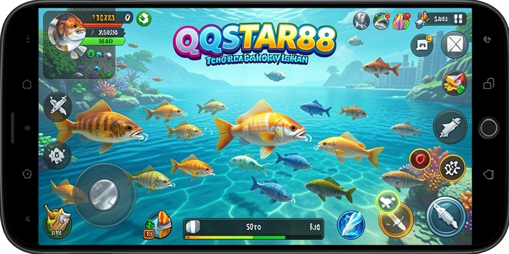 Gameplay QQSTAR88 yang seru dengan berbagai ikan untuk ditembak.