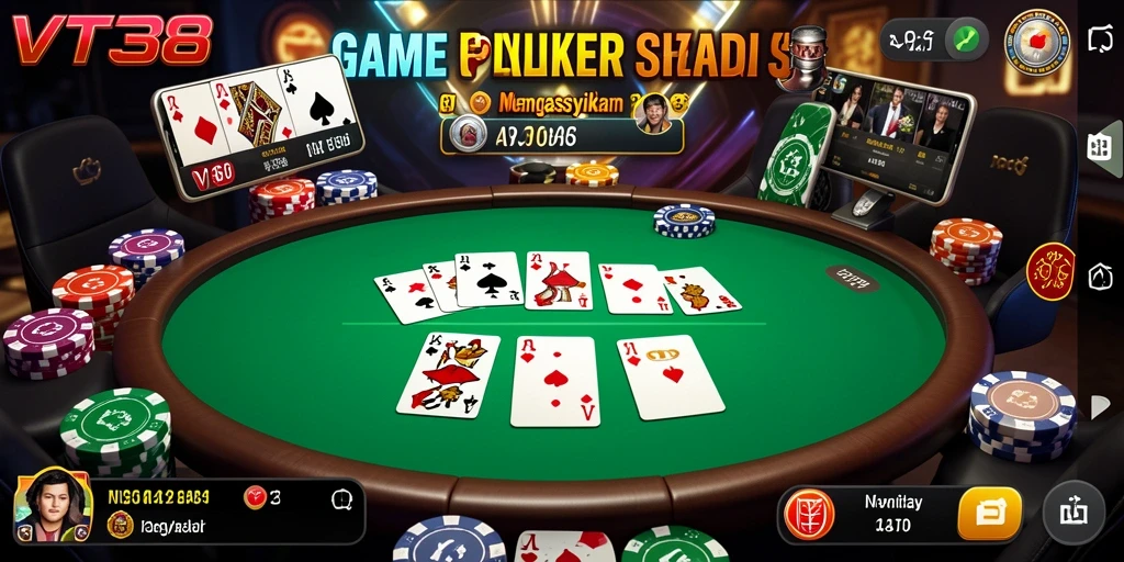 Tangkapan layar VT38 menampilkan antarmuka permainan poker yang menarik.